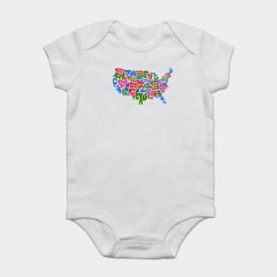 Colorful and Typographic USA Map Baby Bodysuit